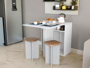 Conjunto Mesa Dobrável 2 Banquetas BA500 Djd Branco Conjunto Mesa Dobrável 2 Banquetas BA500 Djd Branco