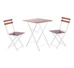 Conjunto Mesa Dobrável 60x60 cm 2 Cadeiras Ferro e Madeira Demolição Envernizada - Branca Conjunto Mesa Dobrável 60x60 cm 2 Cadeiras Ferro e Madeira Demolição Envernizada - Branca