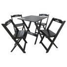 Conjunto Mesa Dobrável 60x60 com 4 Cadeiras de Madeira Personalizada Hei Preta - Tarimatã