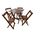 Conjunto Mesa Dobrável 60x60 com 4 Cadeiras de Madeira Personalizada Jack Imbuia - Tarimatã