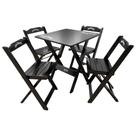 Conjunto Mesa Dobrável 60x60 com 4 Cadeiras de Madeira Personalizada Jack Preta - Tarimatã
