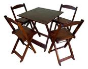 Conjunto Mesa Dobrável 70x70 Com 4 Cadeiras Imbuia kit bar restaurante