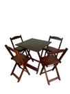 Conjunto Mesa Dobrável 70x70 Com 4 Cadeiras Imbuia kit bar restaurante