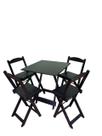 Conjunto Mesa Dobrável 70x70 Com 4 Cadeiras Preto