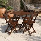 Conjunto Mesa Dobrável Área Externa 70x70cm com 4 Cadeiras Madeira Maciça Imbuia