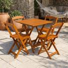 Conjunto Mesa Dobrável Área Externa 70x70cm com 4 Cadeiras Madeira Maciça Mel Marrom