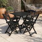 Conjunto Mesa Dobrável Área Externa 70x70cm com 4 Cadeiras Madeira Maciça Preto