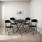 Conjunto Mesa Dobrável com 4 Cadeiras em Aço Preto Ideal para Casa, Bar ou Restaurante