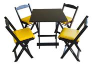 Conjunto Mesa Dobrável Com 4 Cadeiras Preto Estofado amarelo