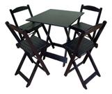 Conjunto Mesa Dobrável Com 4 Cadeiras Preto