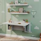 Conjunto Mesa Dobrável com Nichos e Aba 2 Prateleiras 78,5cm Branco
