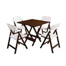 Conjunto Mesa Dobrável Elegance 4 Lugares Madeira 8 Ripas Branco 70x70cm Mega Madeira Conjunto Mesa Dobrável Elegance 4 Lugares Madeira 8 Ripas Branco 70x70cm Mega Madeira