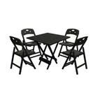 Conjunto Mesa Dobrável Elegance 4 Lugares Tampo 8 Ripas Madeira Base Preto 70x70 Mega Madeira Conjunto Mesa Dobrável Elegance 4 Lugares Tampo 8 Ripas Madeira Base Preto 70x70 Mega Madeira
