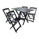 Conjunto Mesa Dobrável Madeira 110x70 com 4 Cadeiras Personalizada Hei Preta - Tarimatã