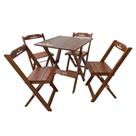 Conjunto Mesa Dobrável Madeira 70x70 com 4 Cadeiras Personalizada Hei Imbuia - Tarimatã