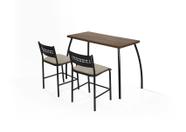 Conjunto Mesa e 2 Banquetas em Aço Preto C/ Tampo MDP Nogal