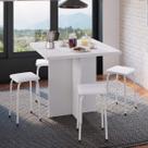 Conjunto Mesa e 4 Bancos Estofados Verona Branco Conjunto Mesa e 4 Bancos Estofados Verona Branco