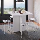 Conjunto Mesa e 4 Bancos Estofados Verona Branco/Preto