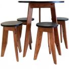 Conjunto Mesa E 4 Banquetas Em Madeira Maciça Conjunto Mesa E 4 Banquetas Em Madeira Maciça