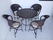 Conjunto Mesa e 4 Cadeiras Jardim Varanda Área Externa Interna Sacadas Piscina Fibra Sintética Lavável Cor Argila