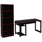Conjunto Mesa e Armario Gamer ME4141 ME4152 Preto Vermelho Tecno Mobili