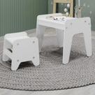 Conjunto Mesa e Banquinho Infantil Montessori MovelBras Branco