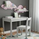 Conjunto Mesa e Cadeira Infantil com 2 Prateleiras Nuvem