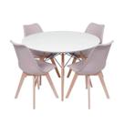 Conjunto Mesa Eames Branca 110cm E 4 Cadeiras Saarinen Pp Nude