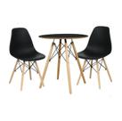 Conjunto Mesa Eames Branca 70cm Redonda Minimalista e 2 Cadeiras Pretas PP Confortáveis para Eventos e Escritórios