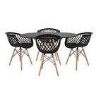 Conjunto Mesa Eames Dsw 110Cm Redondo Com 4 Cad Web Dsw TP Preto Preto