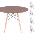 Conjunto Mesa Eames Imbuia 120cm + 4 Cadeiras Branca