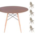 Conjunto Mesa Eames Imbuia 120cm + 4 Cadeiras Fendi