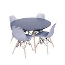Conjunto Mesa Eames Preta 90cm E 4 Cadeiras Eames Pp Cinza