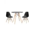 Conjunto Mesa Eiffel Redonda 70 Cm Mdf + 2 Cadeira Eames Eiffel Preto Conjunto Mesa Eiffel Redonda 70 Cm Mdf + 2 Cadeira Eames Eiffel Preto