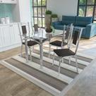 Conjunto Mesa Elba Tampo De Vidro Incolor Com 4 Cadeiras Cromada/preto Conjunto Mesa Elba Tampo De Vidro Incolor Com 4 Cadeiras Cromada/preto