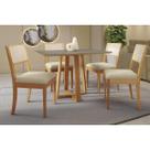 Conjunto Mesa Elma Premium Madeira Maciça c/ Tampo Madeirado c/ Vidro 120x80cm e 4 Cadeiras Lola Carvalho/Freijo Bronze - Boucle Bege Kappesberg