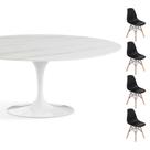 Conjunto Mesa Espirito Santo 160x90cm + 4 Cadeiras Preta