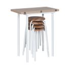 Conjunto Mesa Expert Dobravel 4 Banquetas Tampo bp Carvalho 0,72m x 0,72m Tubo Branco - Ciplafe Cn