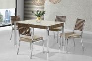 Conjunto mesa facinare 1,20x0,80 vidro serig. - 4 cad. nobre junco cr Conjunto mesa facinare 1,20x0,80 vidro serig. - 4 cad. nobre junco cr