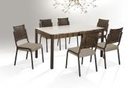 Conjunto mesa facinare dc rt. 1,60x0,90 vd serig6 cad.rainha new junco dc b bc80 j 03 cho cho trava nogal vidro off white Conjunto mesa facinare dc rt. 1,60x0,90 vd serig6 cad.rainha new junco dc b bc80 j 03 cho cho trava nogal vidro off white