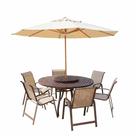 Conjunto Mesa Giratoria 6 Cadeiras Tela De Aluminio Piscina