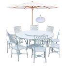 Conjunto Mesa Giratoria 8 Cadeiras Aluminio Piscina Jardim Branco