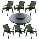 Conjunto Mesa Giratória com 6 Poltronas Cadeiras Modelo Praia Nossa Kasa Cor Verde - Lançamento Conjunto Mesa Giratória com 6 Poltronas Cadeiras Modelo Praia Nossa Kasa Cor Verde - Lançamento