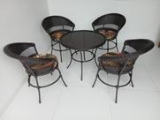 Conjunto Mesa Hotel Fibra Sintética 4 cadeiras 1 Mesa Média Redonda 75 cm