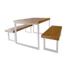 Conjunto Mesa Industrial Bernardo 1,20m Ferragem Branca com 2 Bancos Industrial Bernardo