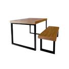 Conjunto Mesa Industrial Bernardo 1,50m Ferragem Preta com Banco Industrial Bernardo