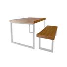 Conjunto Mesa Industrial Bernardo 1,80m Ferragem Branca com Banco Industrial Bernardo