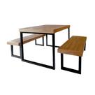 Conjunto Mesa Industrial Bernardo 2,20m Ferragem Preta com 2 Bancos Industrial Bernardo