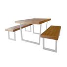 Conjunto Mesa Industrial Lanna 2,00m Ferragem Branca com 2 Banco Industrial Lanna