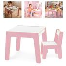 Conjunto mesa infantil cadeira madeira kit mesinha rosa poltrona mdf crianca escolar cadeirinha multiuso menina